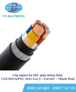 Cáp ngầm hạ thế Thịnh Phát, giáp băng thép CXV/DSTA/PVC 3x4+1x2.5 - 0,6/1kV