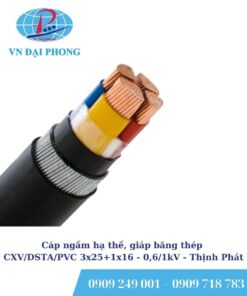 Cáp ngầm hạ thế Thịnh Phát, giáp băng thép CXV/DSTA/PVC 3x25+1x16 - 0,6/1kV
