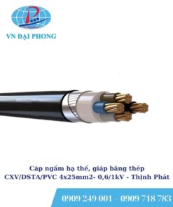 Cáp ngầm hạ thế Thịnh Phát, giáp băng thép CXV/DSTA/PVC 4x25mm2 - 0,6/1kV
