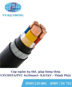 Cáp ngầm hạ thế Thịnh Phát, giáp băng thép CXV/DSTA/PVC 4x10mm2- 0,6/1kV