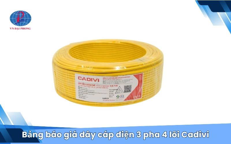 Bảng báo giá dây cáp điện 3 pha 4 lõi Cadivi